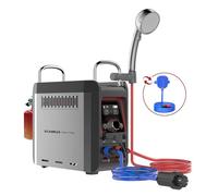 CAMPLUX Nano 3 Max - Chauffe-Eau Portable à Gaz, Kit Douche Outdoor, Eau Chaude Instantanée, avec Batterie Intégrée et Pompe 12V, Compact pour Camping & Vanlife