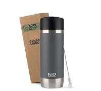 Campo Libre.® ANTO Mug Isotherme Cafe - Tasse a cafe Premium avec Couvercle Étanche One-Touch, Gourde Isotherme à Double Paroi en Acier Inoxydable, Garde les Boissons Chaudes 6 h. Gris, 350ml