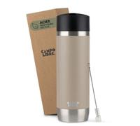 Campo Libre.® ANTO Mug Isotherme Cafe - Tasse a cafe Premium avec Couvercle Étanche One-Touch, Gourde Isotherme à Double Paroi en Acier Inoxydable, Garde les Boissons Chaudes 6 h. Beige, 450ml