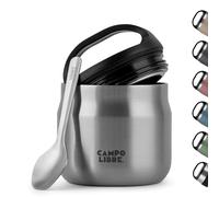 Campo Libre.® LOTTA - Thermos Alimentaire Chaud & Froid - Boite Repas Isotherme avec Cuillère - Gamelle Isotherme Adulte ou Bébé, Travail, Bureau, École, Camping - Facile à transporter. Inox, 400ml