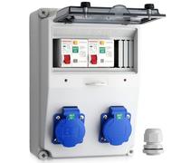 CAMWAY Coffret Électrique de Chantier IP66 avec 2 Prises Schuko et Disjoncteur FI+LS,Coffret Chantier Répartiteur Mural Etanche,Distributeur de Courant pour Extérieur,Jardin,Garage(type-F)