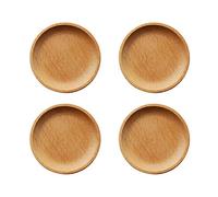 CAN_Deal 4 Pièces Mini Assiettes en Bois De Hêtre 12cm Plats en Bois Plateau en Bois Nettoyage Facile Vaisselle Légère Incassable Assiette Classique pour Plats Snack, Dessert