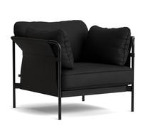 Can fauteuil Hay structure noire / toile noire / cuir Sense noir - 5710441382157