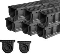 Canal d'évacuation avec grille en HDPE, longueur 6 mètres, pour tuyau KG DN110, piétinable