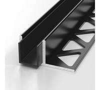 Canal en Verre Profilé en F Encastré Dans Le Sol pour Panneau de Verre de 10 mm D'épaisseur, Rainure Retenue Cloisons Ajourées, Garde-corps Fixe Robuste Recoupable(Black,L1.1m/3.6ft)
