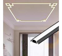 Canal LED - Profil en aluminium de style chinois pour moulage de plafond et de couronne, diffuseur de lumière LED noir de 4 m pour décoration d'intérieur et ambiance