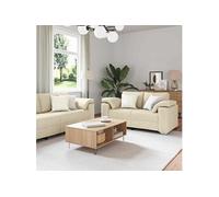 vidaXL Ensemble de canapés 2 pièces 219×80×82 cm, tissu crème, design moderne