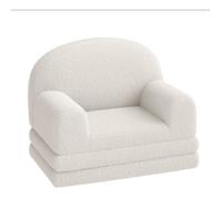 Canapé 2 en 1 convertible pour enfants, Fauteuil et lit pliable en peluche ours douce, salle de jeux, Blanc