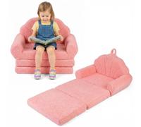 Canapé 2 en 1 COSTWAY pour enfants, canapé-lit pour enfants, pouf rembourré, canapé de jeu pour chambre d'enfant (garçons et filles) à partir de 3 ans, rose