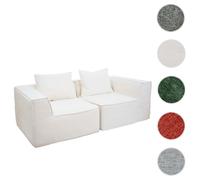 Canapé 2 places/accessoires pour canapé HWC-O54, canapé 2 places Canapé lounge, modulaire Tissu/textile (300 g/m²) 63 x 194 x 97 cm ~ crème