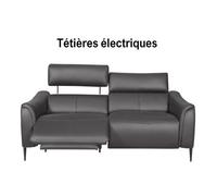 Canapé 2 places avec 2 relax en 100% tout cuir épais de luxe italien avec 2 relax électriques et 2 têtières électriques MILAN
