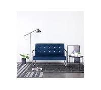vidaXL Canapé 2 Places avec Accoudoirs Causeuse Meuble de Bureau Salon Salle de Séjour Chambre Maison Intérieur Bleu Chrome et Velours