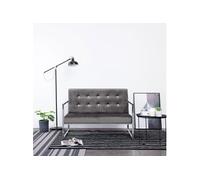 Canapé 2 places avec accoudoirs Gris foncé Chrome et velours