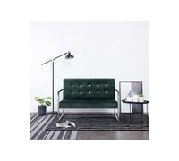 Canapé 2 Places Avec Accoudoirs Vert Foncé Chrome Et Velours