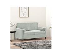 Canapé 2 places avec oreillers gris clair 120 cm velours