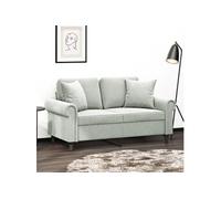 vidaXL Canapé 2 places avec oreillers – Velours gris clair 120 cm