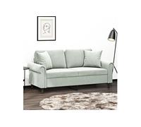 vidaXL Canapé 2 places en velours 140 cm avec oreillers gris clair