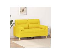 vidaXL Canapé 2 places avec oreillers jaune clair 120 cm tissu Jaune G