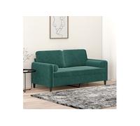 vidaXL Canapé 2 places avec oreillers vert foncé 140 cm velours