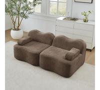 Canapé 2 places Boneless, forme ondulée, velours, 32D, coussin d'accoudoir | Canapé modulaire rembourré sans structure, coussin d'assise profond, pour salon, appartement, petit espace, confortable