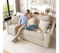 Canape 2 Places, Canapé Confortable en tissu chenille doux de 180CM avec espace de rangement dans les accoudoirs, 2 coussins, rembourrage en mousse haute densité, avec Poche latérale,Fauteuil 2 Places