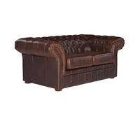 Canapé 2 places chesterfield CLOTAIRE 100% cuir vieilli