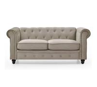 Canapé 2 places Chesterfield en velours taupe - MENZZO - fixe - accoudoirs - style classique