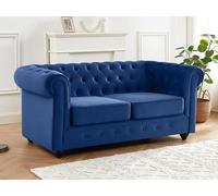Vente-unique - Canapé 2 Places Chesterfield - Velours Bleu Roi