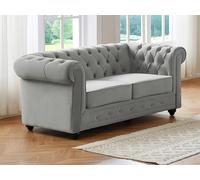 Canapé 2 places CHESTERFIELD - Velours gris clair