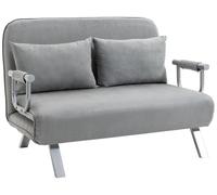 Canapé 2 places convertible - Canapé 2 places - Petit canapé convertible - Lit d'appoint - Canapé - Gris clair - Inclut 2 coussins