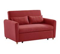 Canapé 2 places convertible en tissu rouge AYLA