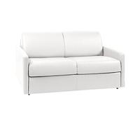 Vente-unique - Canapé 2 Places Convertible Express en Simili Blanc - Couchage 120 cm - Matelas 18 cm CALIFE