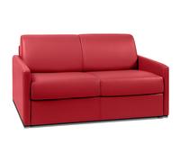 Canapé 2 places convertible express en simili rouge avec assise mémoire de forme - Couchage 120 cm - Matelas 22 cm mémoire de forme CALIFE