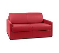 Canapé 2 places convertible express en simili rouge avec assise mémoire de forme - Couchage 120 cm - Matelas 14 cm CALIFE