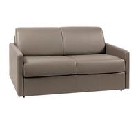 Canapé 2 places convertible express en simili taupe avec assise mémoire de forme - Couchage 120 cm - Matelas 22 cm mémoire de forme CALIFE