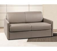 Canapé 2 places convertible express en simili taupe - Couchage 120 cm - Matelas 14 cm CALIFE