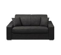 Canapé 2 places convertible express en tissu - Anthracite - Couchage 120 cm - Matelas 22 cm avec mémoire de forme EMIR