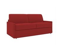 Canapé 2 places convertible express en tissu rouge avec assise mémoire de forme - Couchage 120 cm - Matelas 22 cm mémoire de forme CALIFE