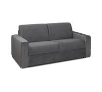 Canapé 2 places convertible express en velours anthracite - Couchage lattes larges 120 cm - Matelas 22 cm avec mémoire de forme CALITO