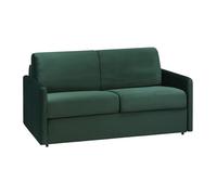 Canapé 2 places convertible express en velours vert sapin - Couchage 120 cm - Matelas 14 cm CALIFE