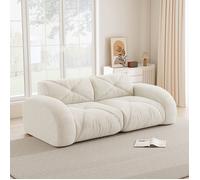Canapé 2 places en chenille confortable 204 × 95 × 76 cm Canapé modulable Design antidérapante mousse haute densité 32D Blanc