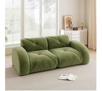 Canapé 2 places en chenille confortable 204 × 95 × 76 cm Canapé modulable Design antidérapante mousse haute densité 32D Vert