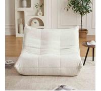Canapé 2 Places en Chenille - Fauteuil Lounge au Sol avec Mousse à Mémoire (Beige)