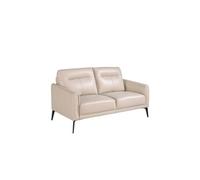 Canapé 2 places en cuir gris et acier 6137C, 152 x 88 x 87 cm. -