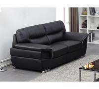 Canapé 2 places en cuir - VENTE-UNIQUE - THIBAULT - Noir - Design contemporain