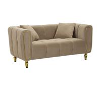 Canapé 2 places en métal et velours gris tourterelle avec coussins cm 155x81x72