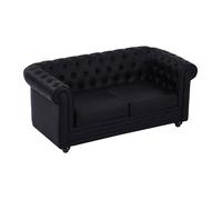 Vente-unique - Canapé 2 Places en Simili Noir Chesterfield