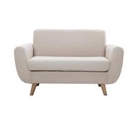 Miliboo - Canapé scandinave 2 places en tissu beige et bois clair PURE