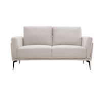 Canapé 2 places en tissu effet velours texturé beige et métal noir mosco