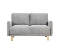 Canapé design 2 places en tissu effet velours texturé gris et bois clair BONO